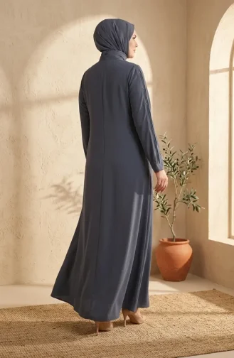 Plus Size Abaya Met Ringdetails 6401-01 Grijs 6401-01