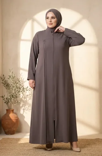 Plus Size Abaya With Ring Detail 6401-04 Mink 6401-04