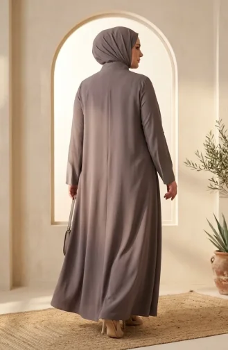 Plus Size Abaya With Ring Detail 6401-04 Mink 6401-04