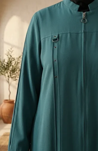 عباية بمقاسات كبيرة مزينة بحلقة، لون أخضر زمردي، رقم الموديل 6401-05 6401-05