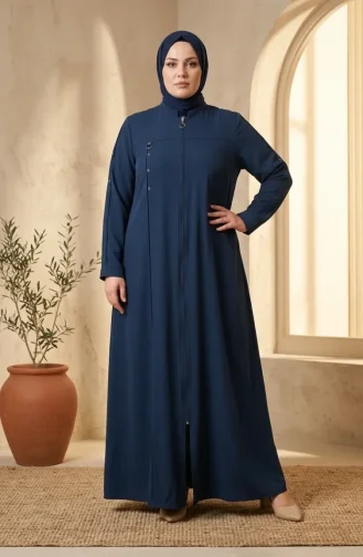 عباية بمقاسات كبيرة مزينة بحلقة، رقم الموديل 6401-08، لون بترولي 6401-08