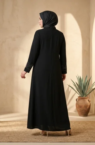 Robe De Soirée Hijab Ornée Grande Taille 6353-01 Noir 6353-01