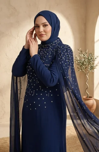 Robe De Soirée Hijab Ornée Grande Taille 6402-02 Parlement 6402-02