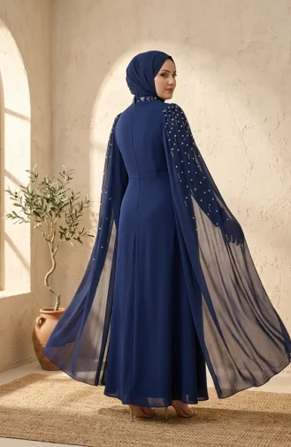 Robe De Soirée Hijab Ornée Grande Taille 6402-02 Parlement 6402-02