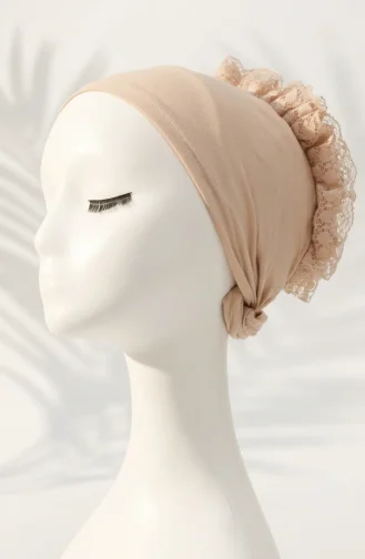 Bonnet à Volants 7001-27 Beige 7001-27