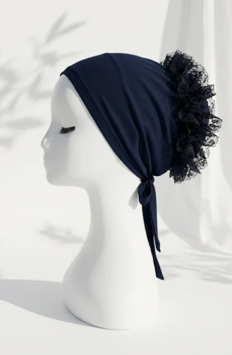 Seamless Ruffled Bonnet 7012-02 Navy Blue 7012-02