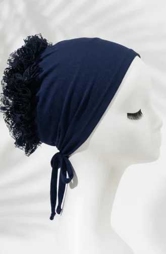 Seamless Ruffled Bonnet 7012-02 Navy Blue 7012-02
