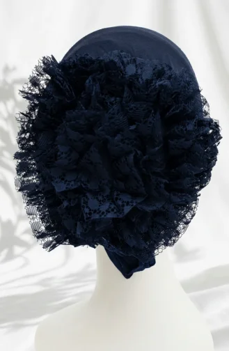 Seamless Ruffled Bonnet 7012-02 Navy Blue 7012-02