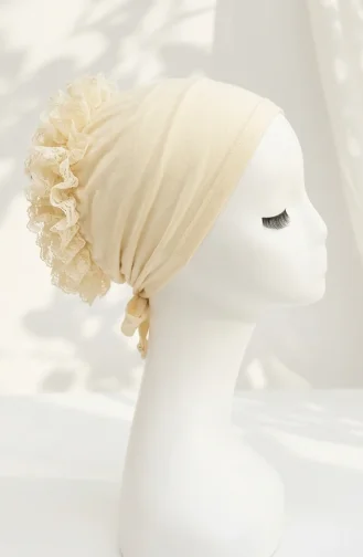 Seamless Ruffled Bonnet 7012-03 Cream 7012-03