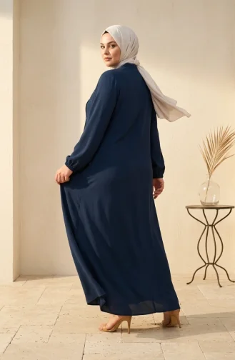 عباية مزينة بسحاب ومقاسات كبيرة مع تفاصيل من الأحجار 6371-07 بترولي 6371-07