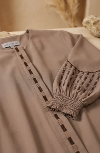 Plus Size Embroidered Rabia Crepe Abaya 6391-01 Mink 6391-01