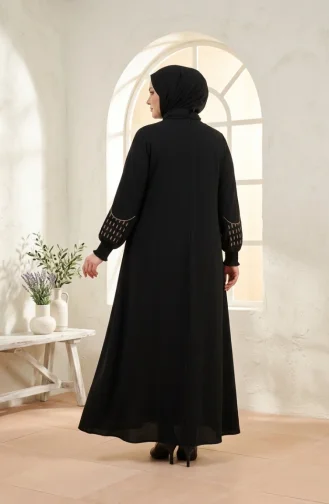 Plus Size Embroidered Rabia Crepe Abaya 6391-04 Black 6391-04