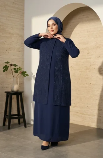 Robe De Soirée Hijab Ornée Grande Taille 6357-02 Parliament 6357-02