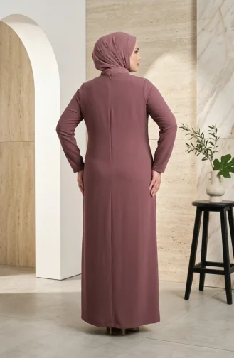 Plus Size Versierde Hijab Avondjurk 6357-03 Roze 6357-03