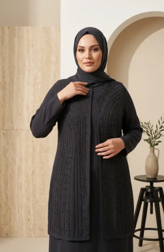 Plus Size Embellished Hijab Evening Dress 6357-05 Grey 6357-05