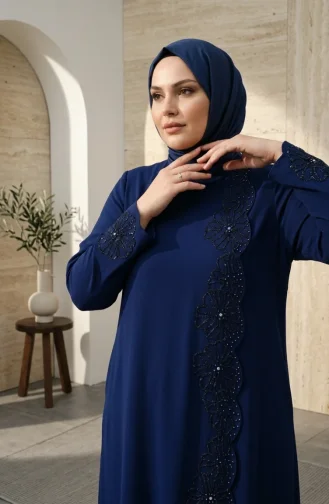 Robe De Soirée Hijab Perlé Grande Taille 6383-05 Parliament 6383-05