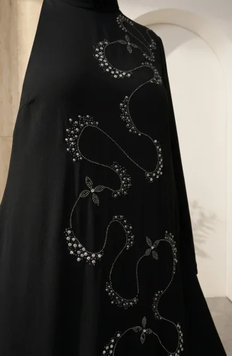 Robe De Soirée Hijab Ornée Grande Taille 6385-03 Noir 6385-03