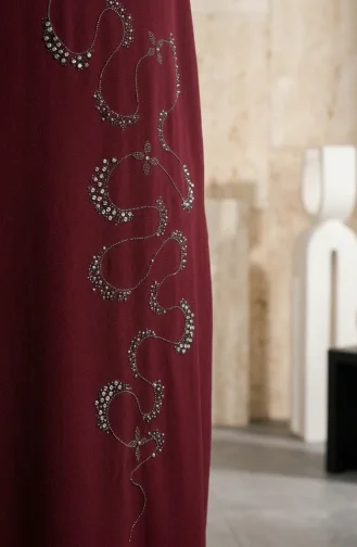 Robe De Soirée Grande Taille Avec Hijab Orné Réf. 6385-04 Bordeaux 6385-04