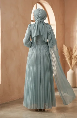 Plissiertes Chiffon-Hijab-Abendkleid 6395-01 Mintgrün 6395-01