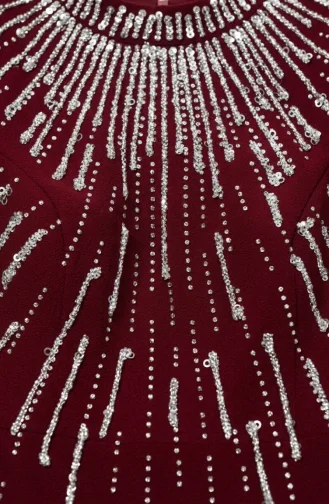 Robe De Soirée Grande Taille Avec Hijab Orné Réf. 6403-04 Bordeaux 6403-04