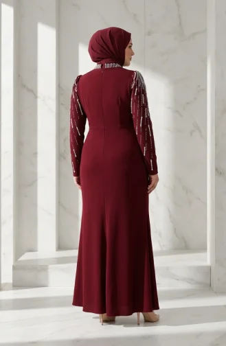 Robe De Soirée Grande Taille Avec Hijab Orné Réf. 6403-04 Bordeaux 6403-04