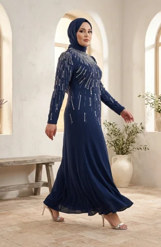Robe De Soirée Hijab Ornée Grande Taille 6403-05 Parliament 6403-05