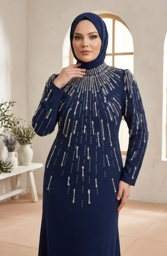 Robe De Soirée Hijab Ornée Grande Taille 6403-05 Parliament 6403-05
