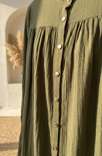 Mandarin Collar Button-Down Hijab Two-Piece Set 2295-01 Khaki 2295-01