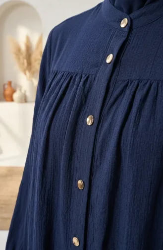 Mandarin Collar Button-Down Hijab Two-Piece Set 2295-02 Navy Blue 2295-02