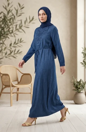 Authentisches Şile-Stoffkleid 6480-01 Indigo 6480-01