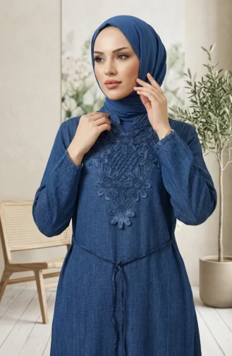Authentisches Şile-Stoffkleid 6480-01 Indigo 6480-01