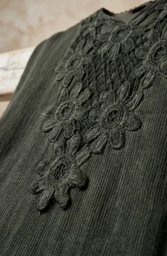 Robe Authentique En Tissu Şile 6480-02 Kaki 6480-02