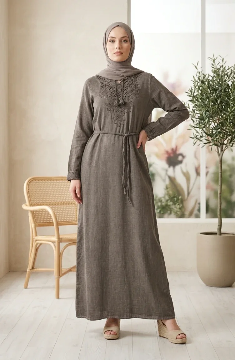 Robe Authentique En Tissu Şile 6480-03 Beige 6480-03