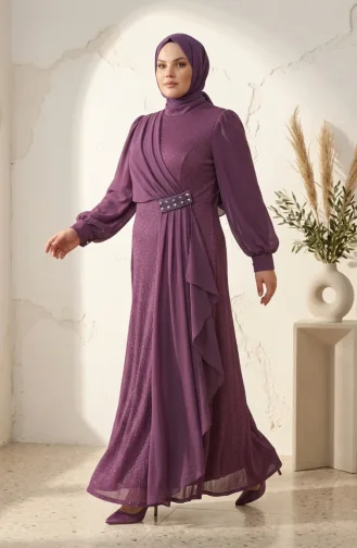 Chiffon-Abendkleid In Übergröße Mit Glitzerdetails Und Hijab Modell 6282-02 Rosé 6282-02