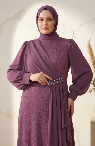Chiffon-Abendkleid In Übergröße Mit Glitzerdetails Und Hijab Modell 6282-02 Rosé 6282-02