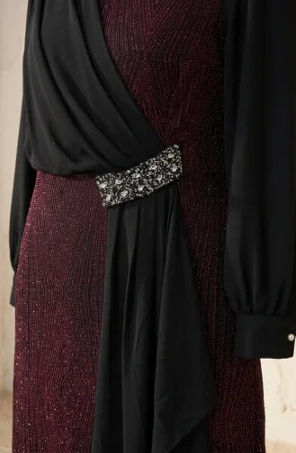 Chiffon-Abendkleid In Übergröße Mit Glitzerdetails Und Hijab Farbe: Pflaume Modell 6282-05 6282-05