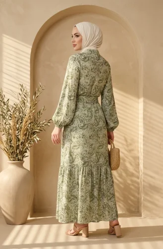 Robe Modeste Boutonnée En Tissu Modal 0344-01 Kaki 0344-01