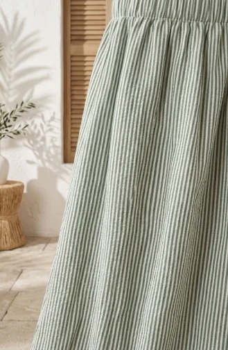 Jupe Rayée En Viscose Avec Taille élastiquée 0348-01 Verte 0348-01
