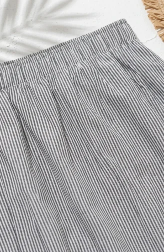 Jupe Rayée En Viscose Avec Taille élastiquée 0348-02 Gris 0348-02