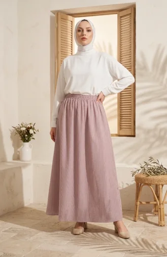 Jupe Rayée En Viscose Avec Taille élastiquée 0348-04 Bordeaux 0348-04