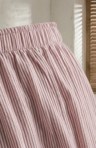 Jupe Rayée En Viscose Avec Taille élastiquée 0348-04 Bordeaux 0348-04