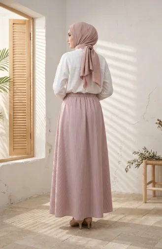 Jupe Rayée En Viscose Avec Taille élastiquée 0348-04 Bordeaux 0348-04