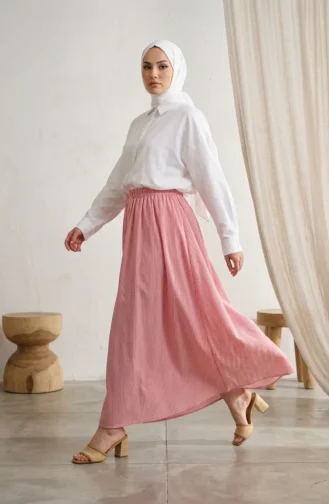 Jupe Rayée En Viscose Avec Taille élastiquée 0348-06 Rouge 0348-06