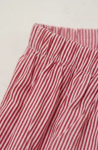 Jupe Rayée En Viscose Avec Taille élastiquée 0348-06 Rouge 0348-06
