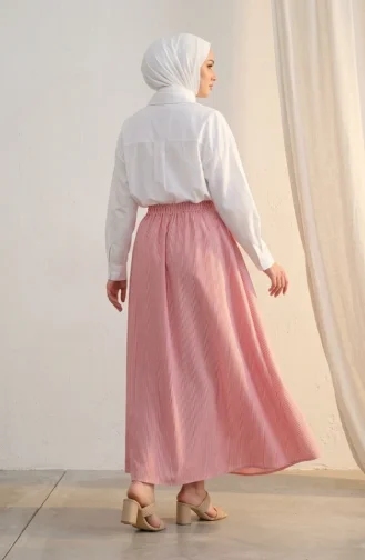 Jupe Rayée En Viscose Avec Taille élastiquée 0348-06 Rouge 0348-06