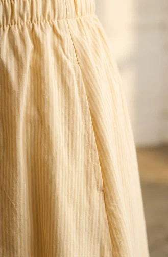 Jupe Rayée En Viscose Avec Taille élastiquée 0348-08 Jaune 0348-08