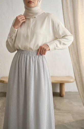 Jupe Rayée En Viscose Avec Taille élastiquée 0348-11 Bleu Marine 0348-11