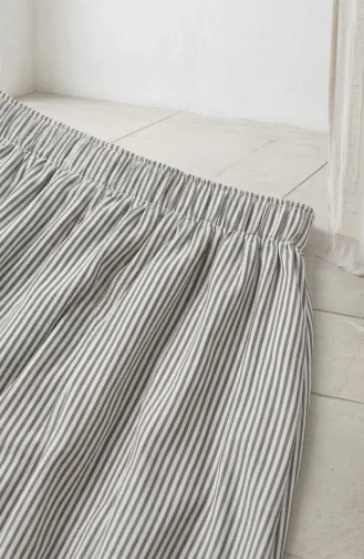 Jupe Rayée En Viscose Avec Taille élastiquée 0348-11 Bleu Marine 0348-11