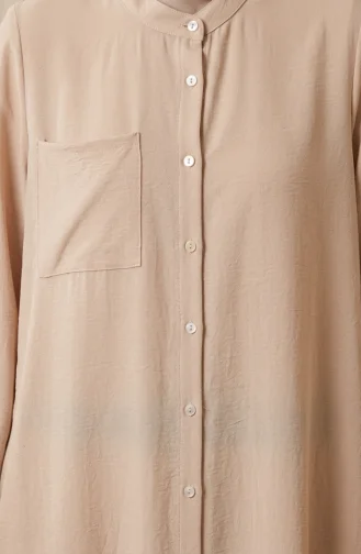 Aerobin Fabric Button-Down Hijab Two-Piece Set 4149-03 Beige 4149-03