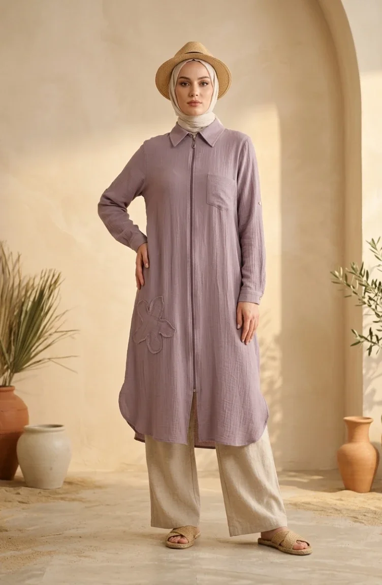 Musselin-Cape-Tunika 3580-02 Rosa 3580-02